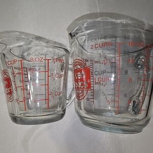 Anchor Hocking Glass Measuring Cup Set 1 and 2 Cups Ovenproof